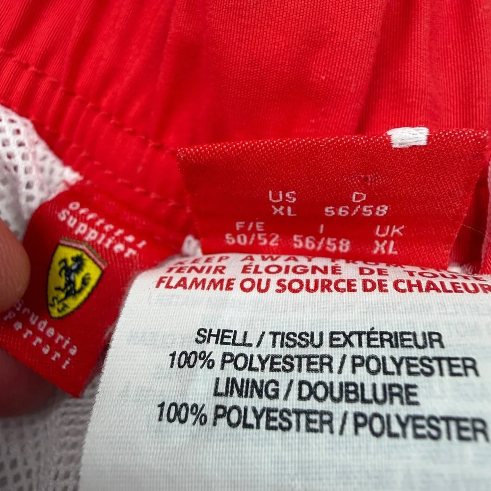 Puma Ferrari Mens Red Colorblock Swim Trunks XL Scuderia F1 Racing Shorts‎